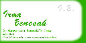 irma bencsak business card